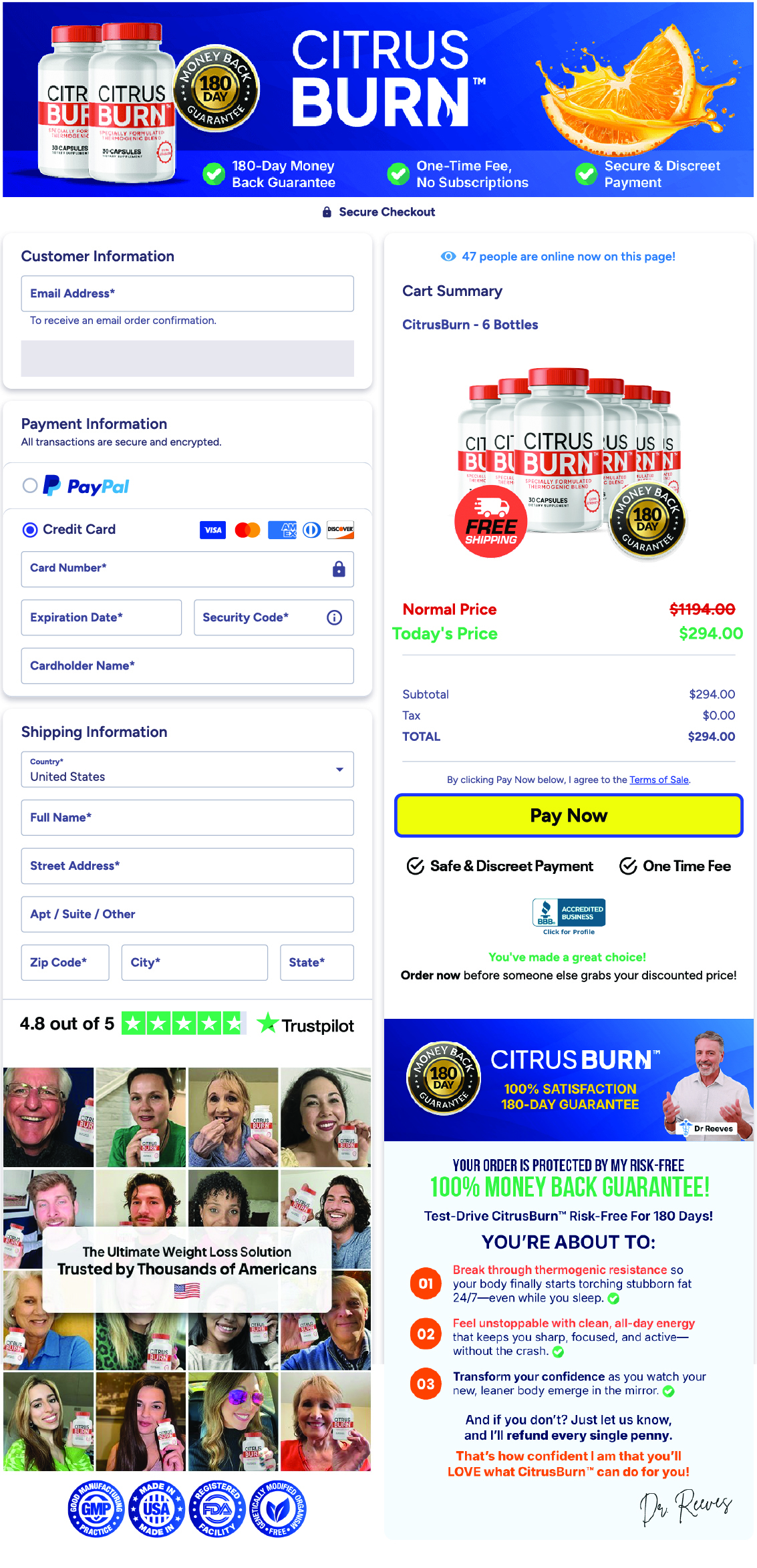 CitrusBurn secure checkout page